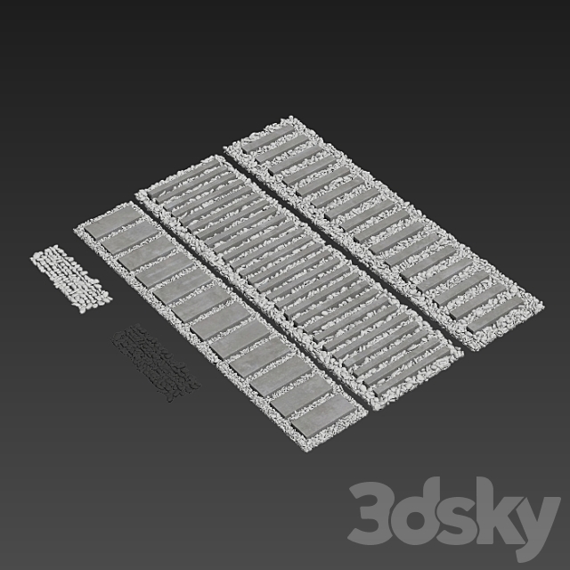 Paving road plate stone pebble n1 _ Paving road from slabs with pebbles No. 1 3DS Max Model - thumbnail 6