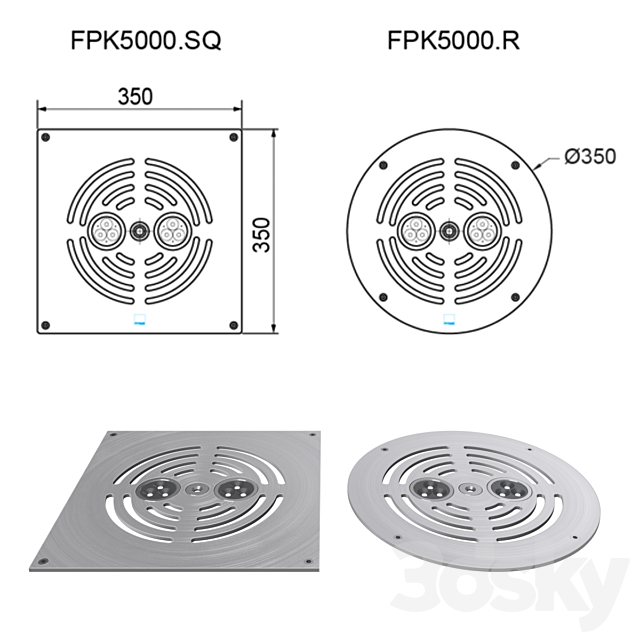 Pedestrian fountain Dry Deck KIT FPK-5000 3DSMax File - thumbnail 5