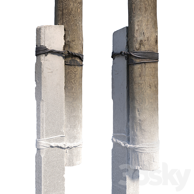 Pillar with concrete support 3DS Max Model - thumbnail 3