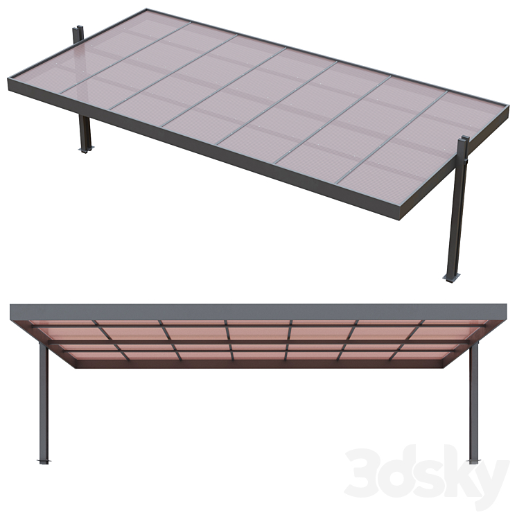 Polycarbonate car park carport 3DS Max - thumbnail 1