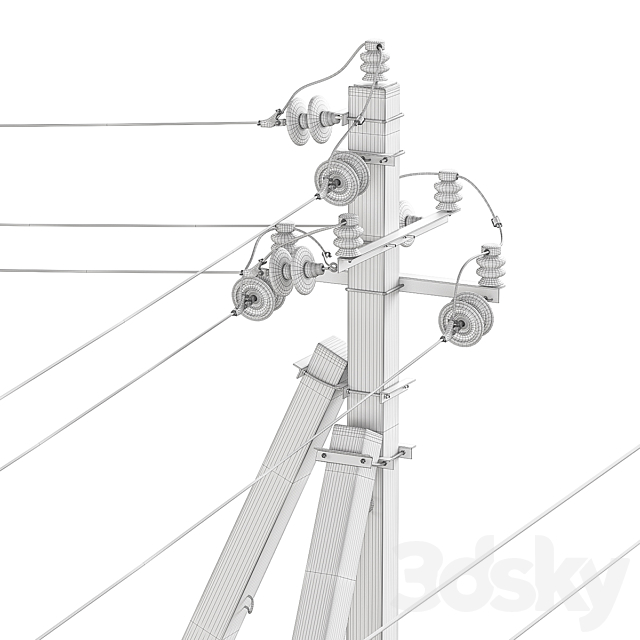 Power line post 3DS Max Model - thumbnail 5