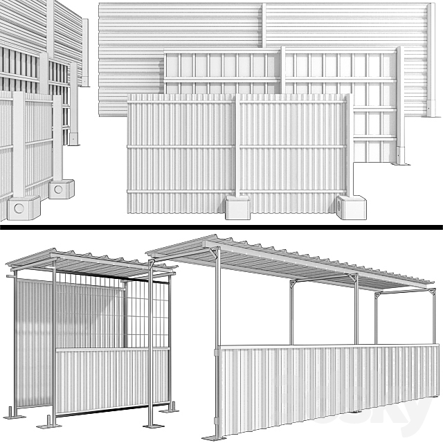 Protective security fencing of construction sites fence 3ds Max - thumbnail 2