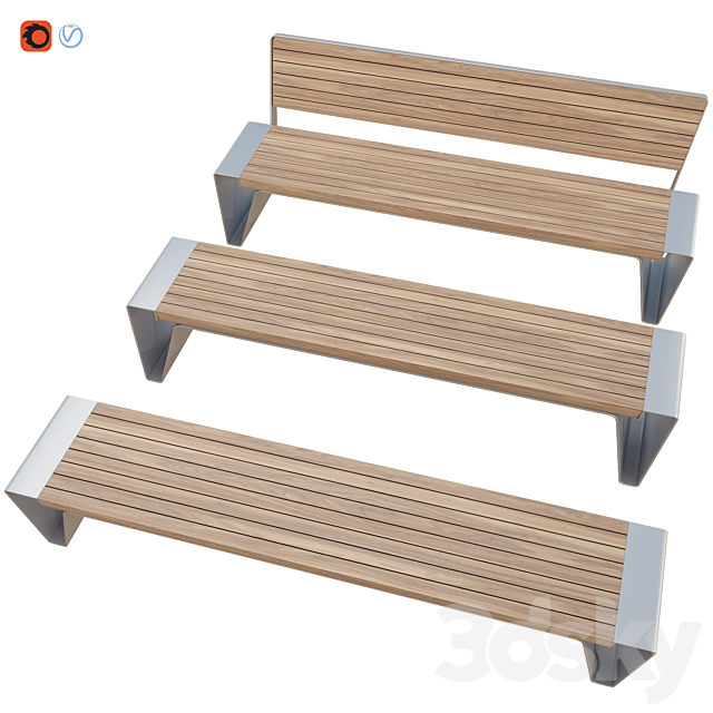 Public bench RADIUM 2 3ds Max - thumbnail 2