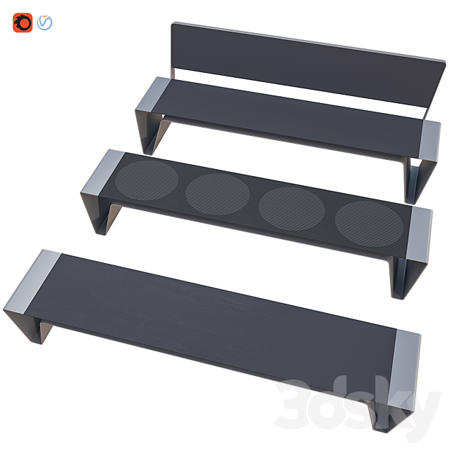 Public bench RADIUM 2 3ds Max - thumbnail 3