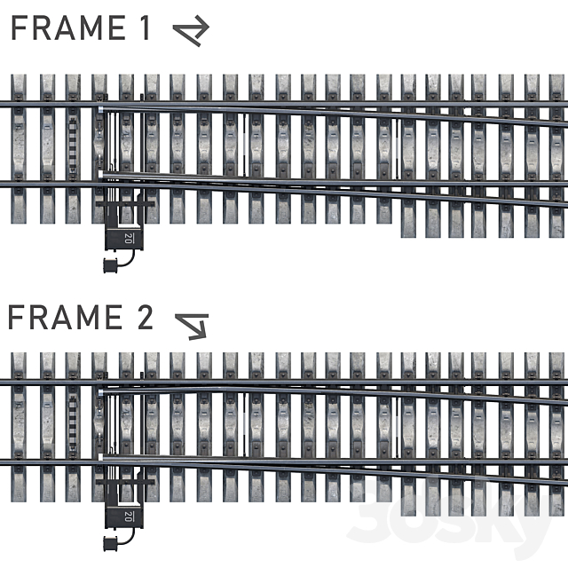 Railroad switch 3ds Max - thumbnail 2