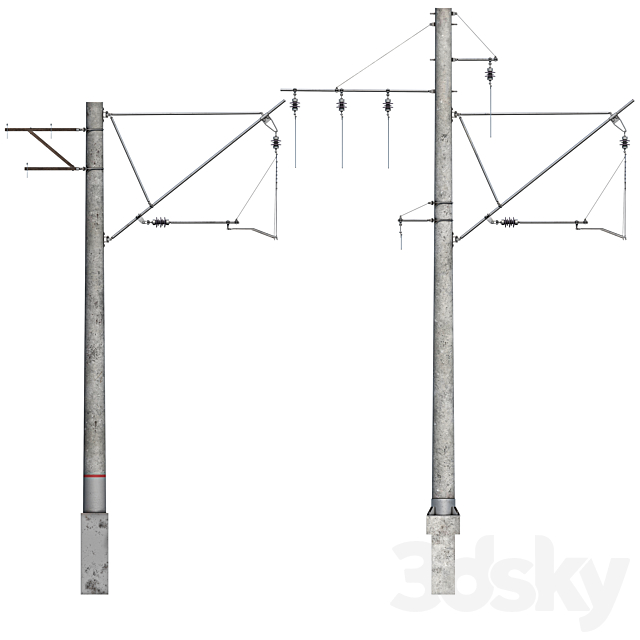 Railway contact network pack No. 2 3ds Max - thumbnail 2