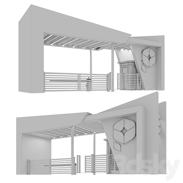 Residential complex  entrance group 3DS Max Model - thumbnail 5