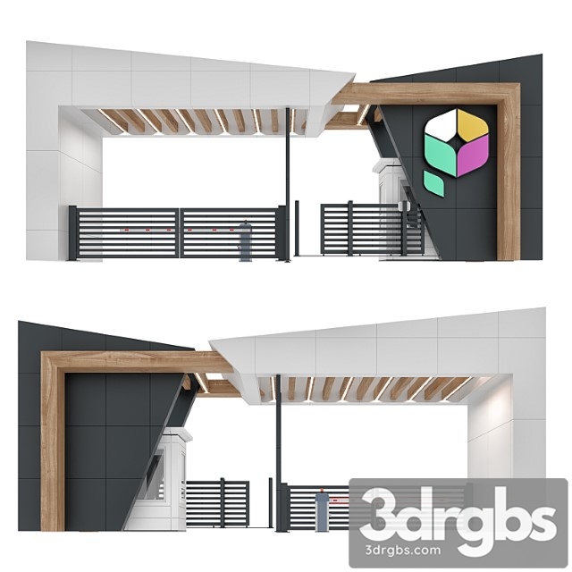 Residential complex entrance group 3dsmax Download - thumbnail 1