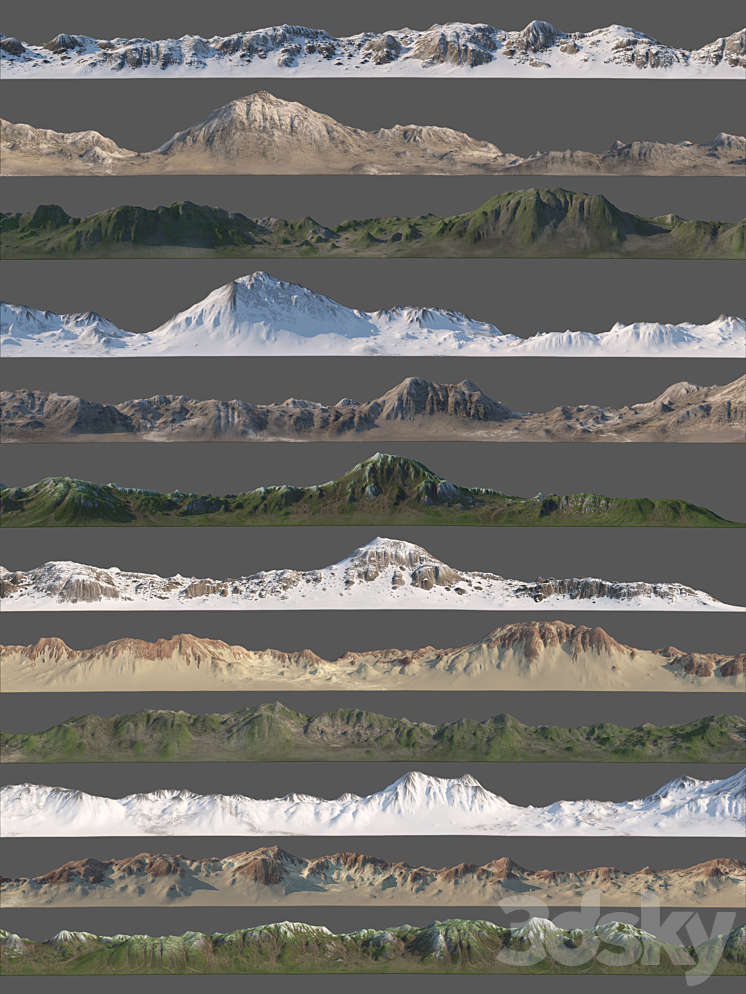 Ring of mountains + 6 Textures 3DS Max - thumbnail 2