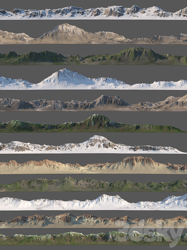 Ring of mountains + 6 Textures 3DSMax File - thumbnail 2