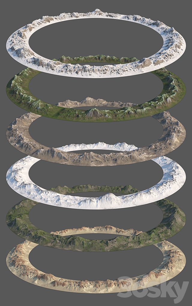 Ring of mountains + 6 Textures 3DSMax File - thumbnail 3