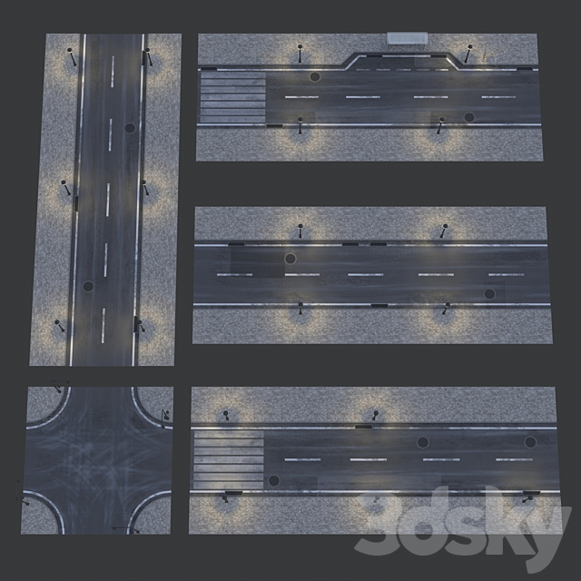 Road and busstop 3DSMax File - thumbnail 3