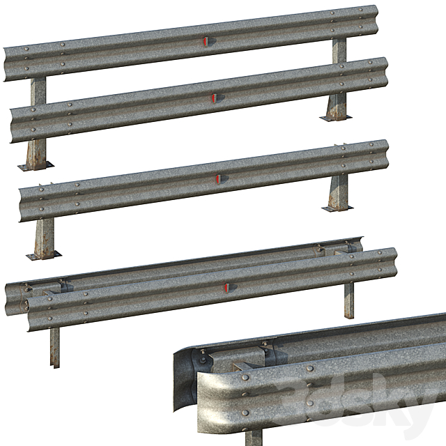 Road bumper (set of 6 options) 3ds Max - thumbnail 1