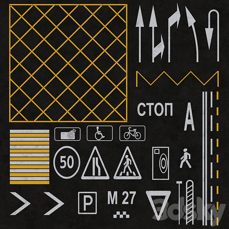 road markings 3DS Max - thumbnail 1