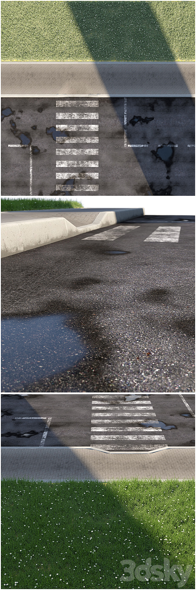 Road. sidewalk. curb. grass 2 3DSMax File - thumbnail 2