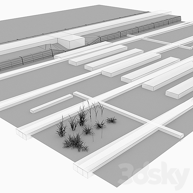 Road. sidewalk. curb. grass 2 3DSMax File - thumbnail 3