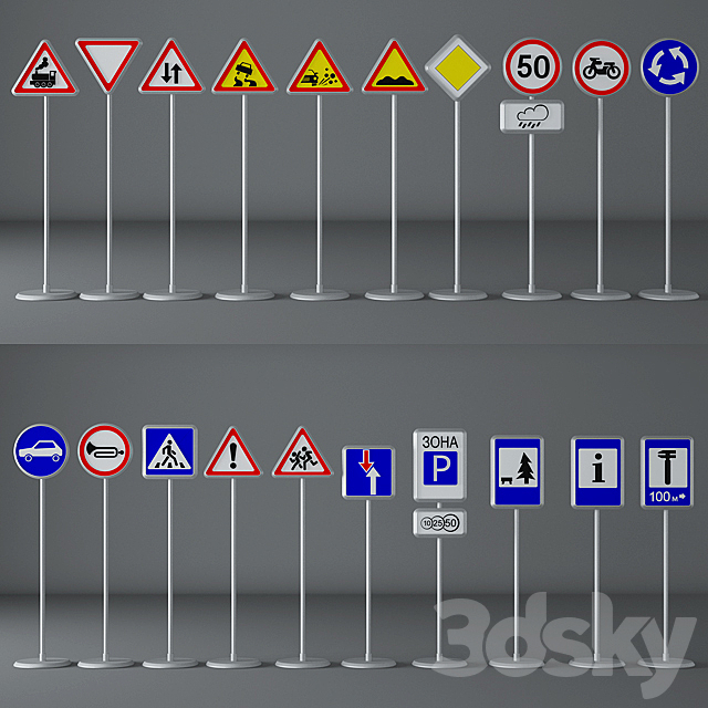 Road signs 3ds Max - thumbnail 2