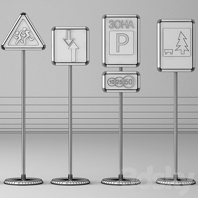 Road signs 3ds Max - thumbnail 3