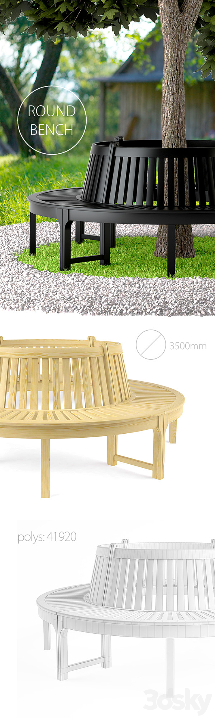 Round bench \/ Round bench 3DS Max - thumbnail 2