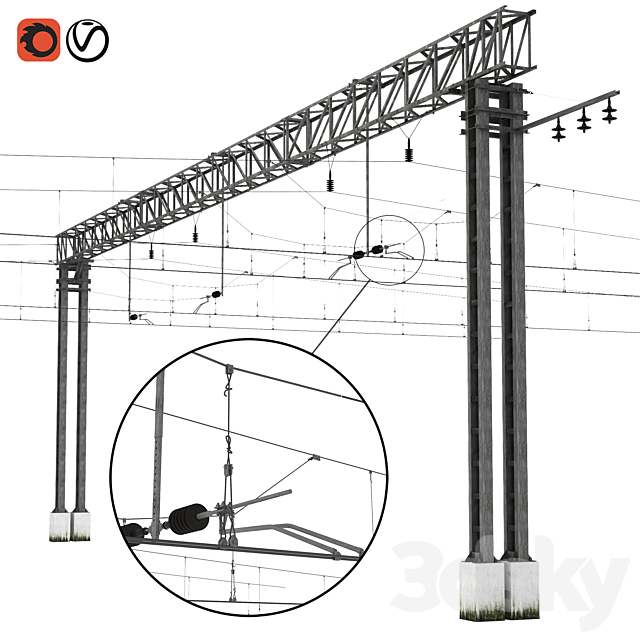 Russian Railways contact network 3DSMax File - thumbnail 1