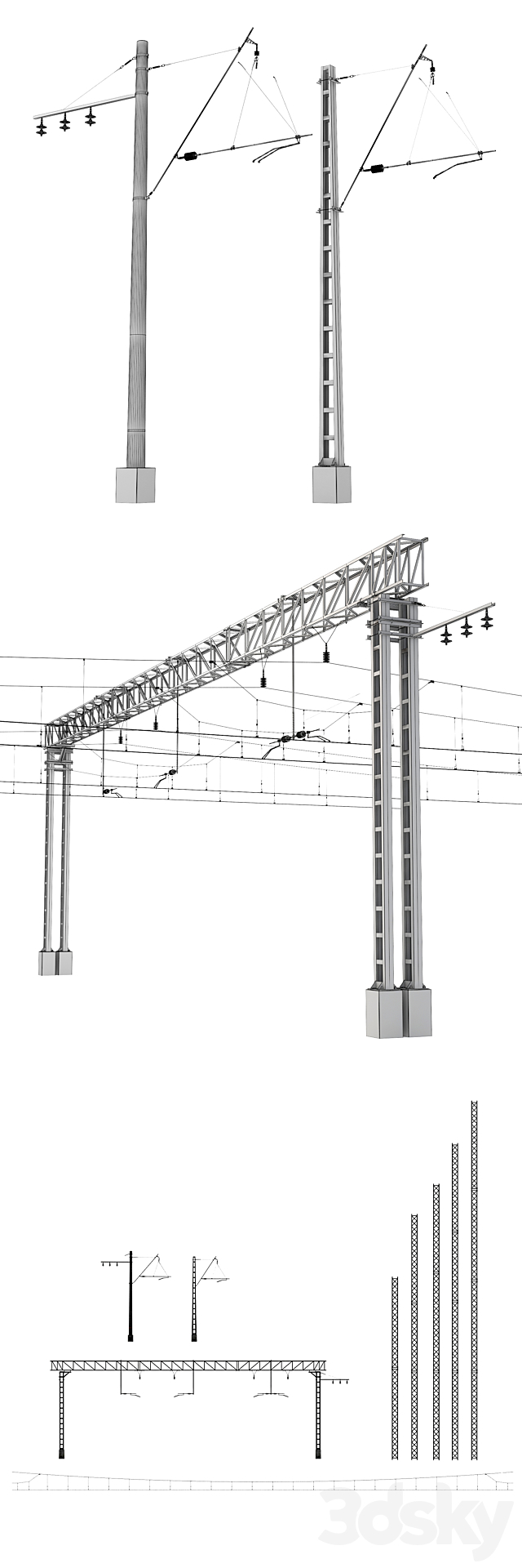 Russian Railways contact network 3DSMax File - thumbnail 3