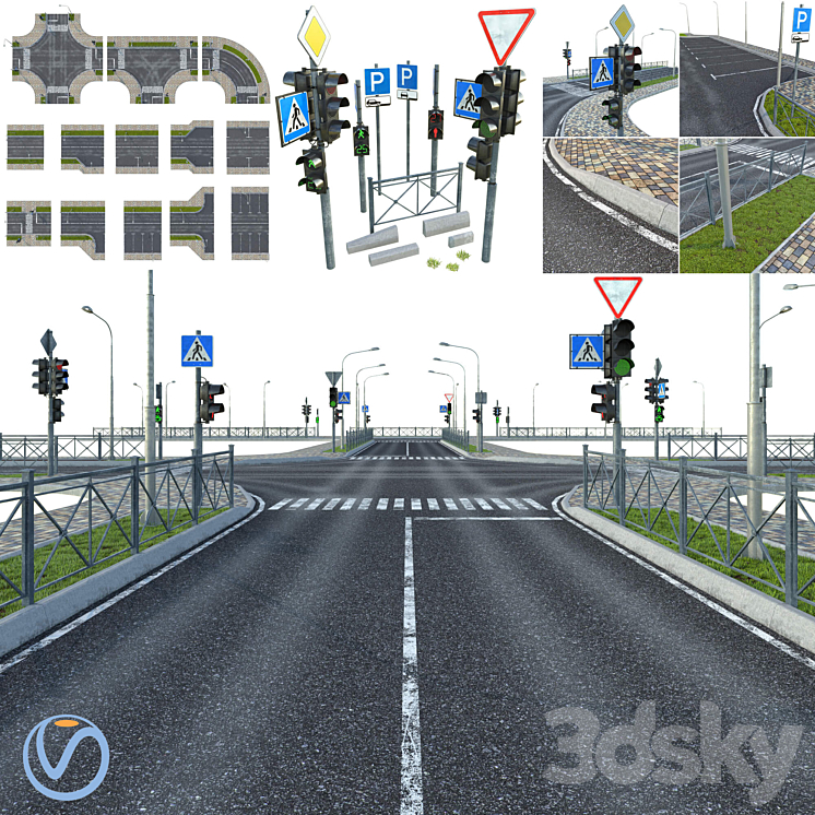 Sections of road 3DS Max - thumbnail 1