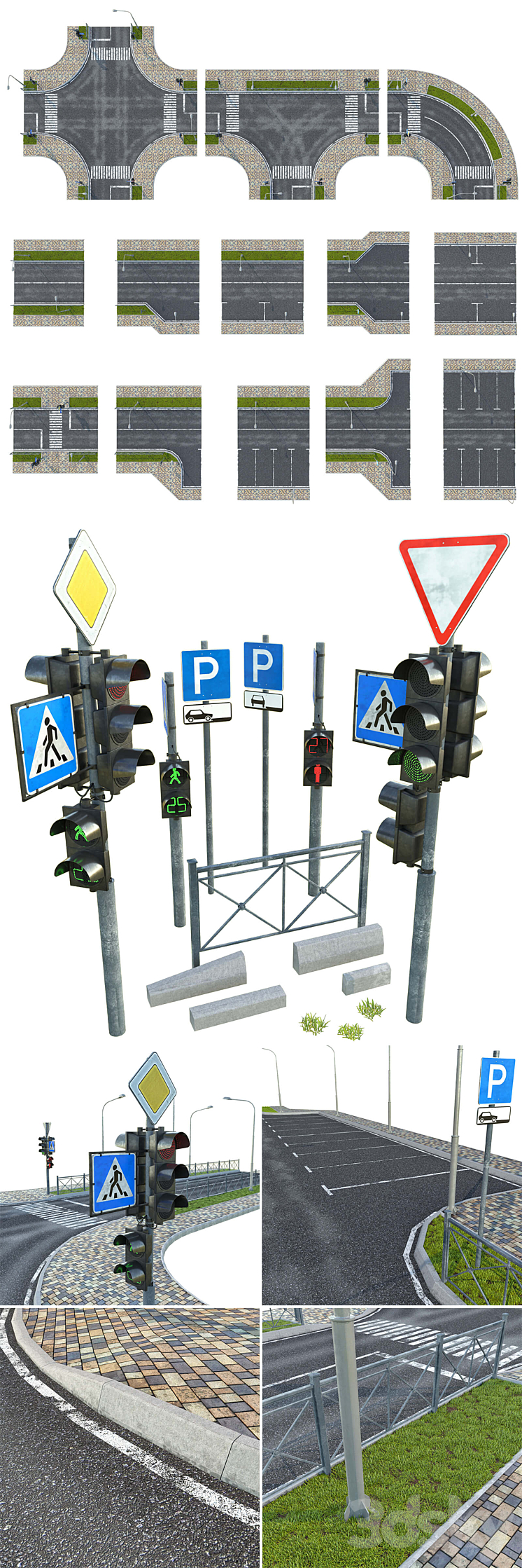 Sections of road 3DS Max - thumbnail 2