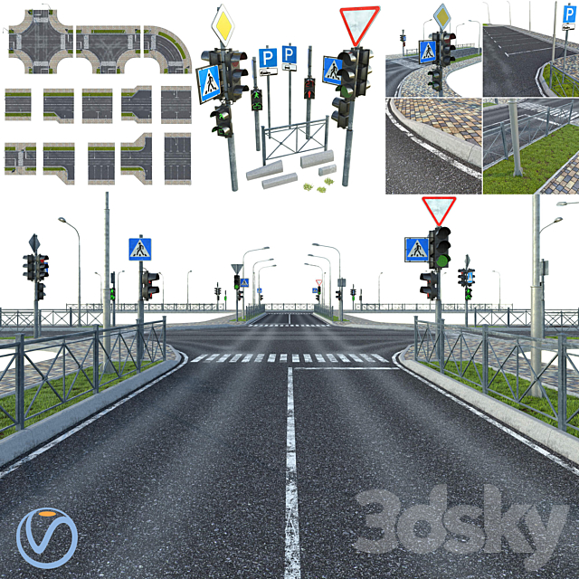 Sections of road 3DSMax File - thumbnail 1