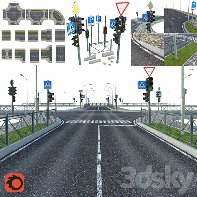 Sections of road 3DSMax File - thumbnail 1