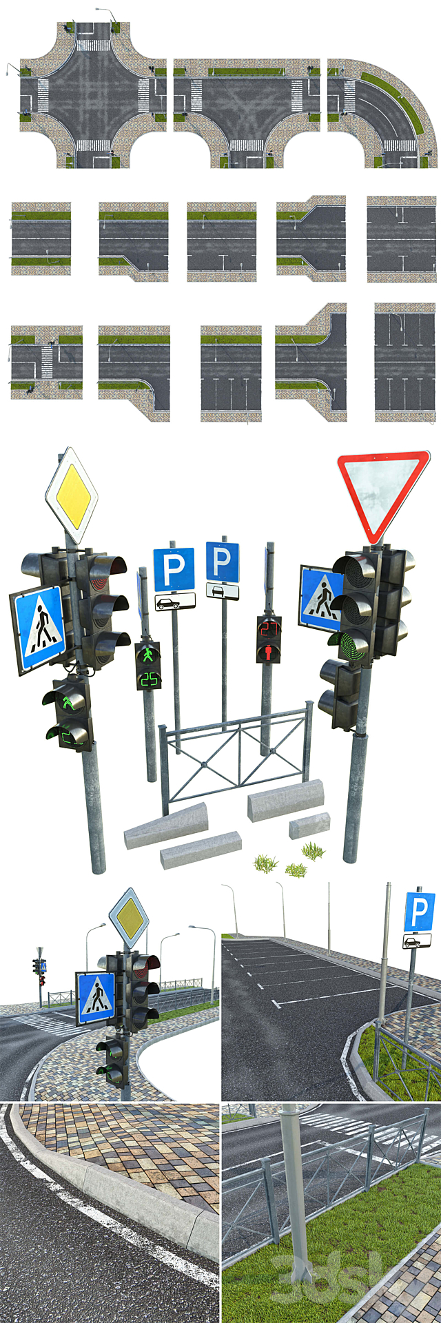 Sections of road 3DSMax File - thumbnail 2