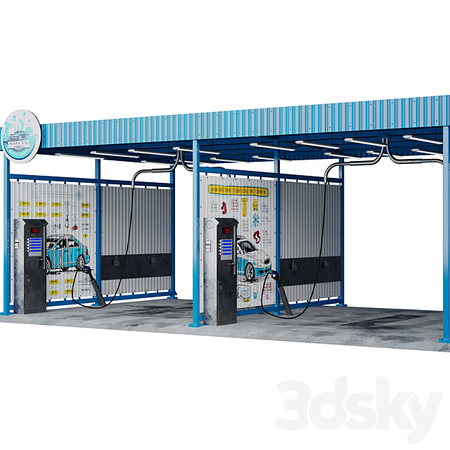 Self-service car wash 3ds Max - thumbnail 2