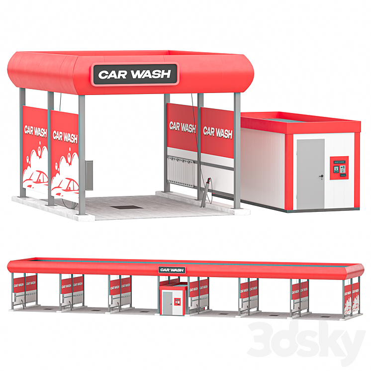 Self-service car wash 3DS Max - thumbnail 1