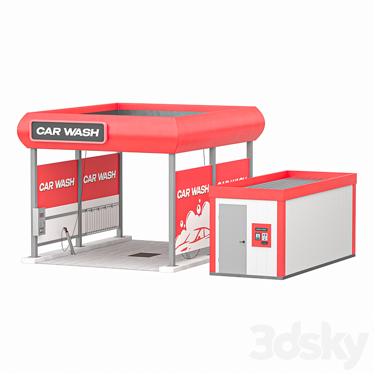 Self-service car wash 3DS Max - thumbnail 2