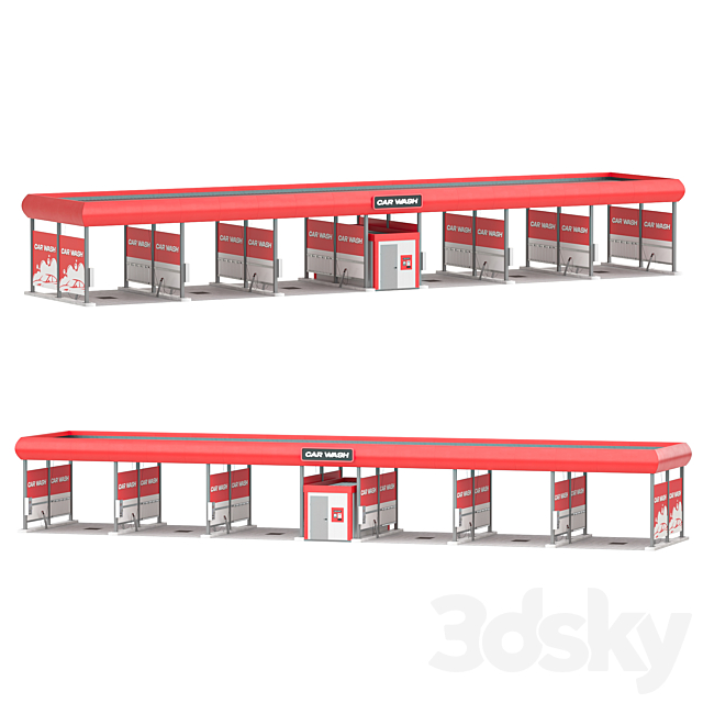 Self-service car wash 3DS Max Model - thumbnail 3