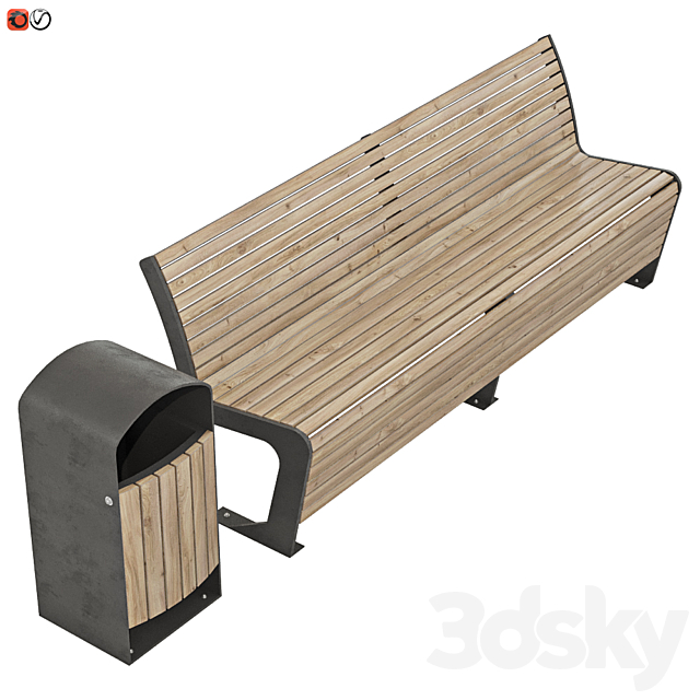 Set of Bench-urn_01 3DS Max Model - thumbnail 2