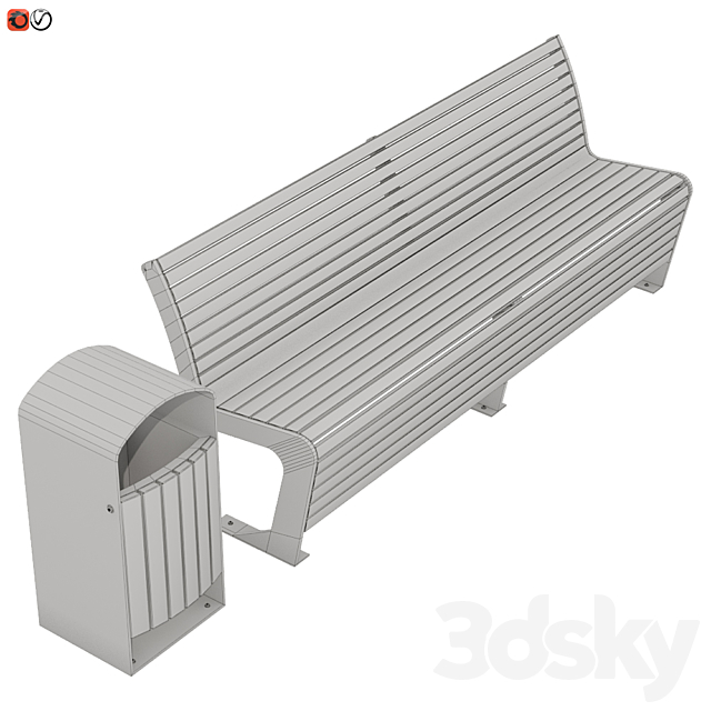 Set of Bench-urn_01 3DS Max Model - thumbnail 3