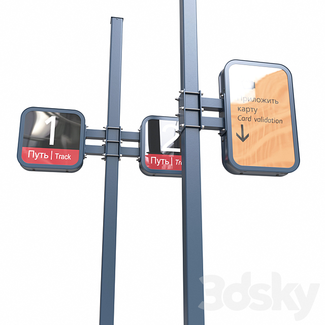 Set of info poles WDC 3DS Max Model - thumbnail 5