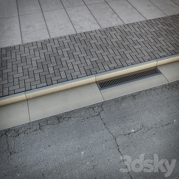 sidewalk road 3DS Max - thumbnail 1