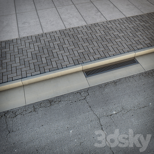 sidewalk road 3DS Max Model - thumbnail 1