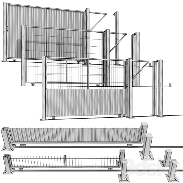 Sliding gate gate for building plot 3DS Max - thumbnail 2