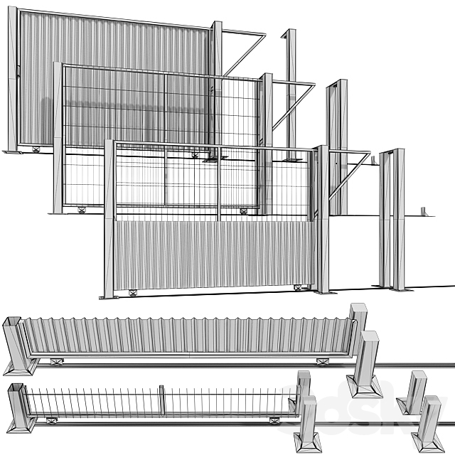 Sliding gate. gate for building. plot 3DSMax File - thumbnail 2