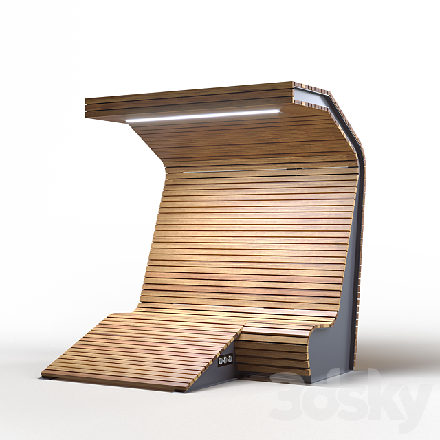 Smart bench ZENIO 3DS Max Model - thumbnail 2