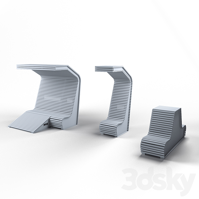 Smart bench ZENIO 3DS Max Model - thumbnail 5