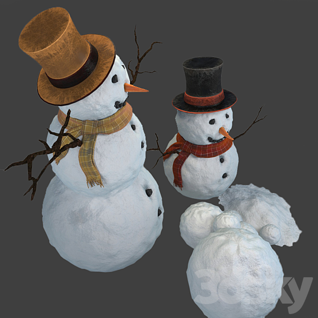 Snowman 3DS Max Model - thumbnail 2