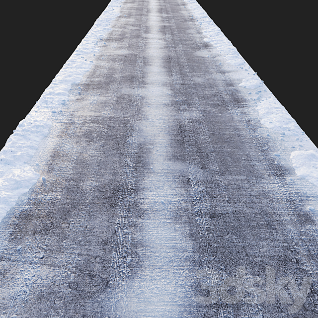 Snowy road. Editable 3ds Max - thumbnail 1