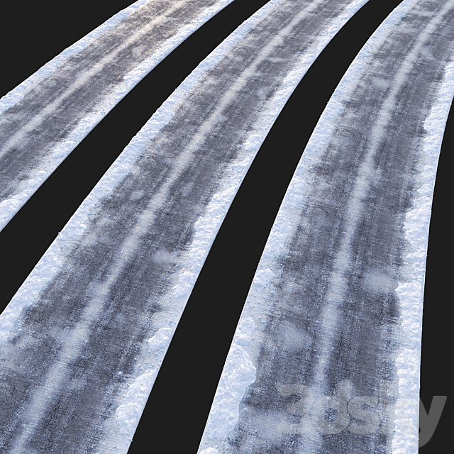 Snowy road. Editable 3ds Max - thumbnail 3