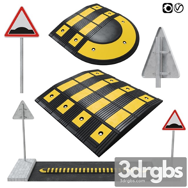 Speed bump with sign 3dsmax Download - thumbnail 1