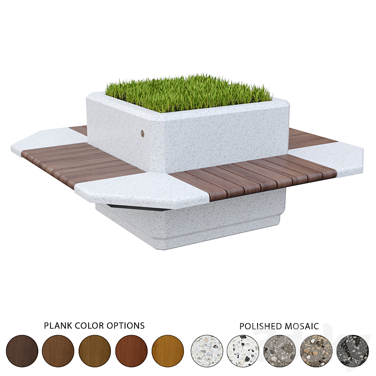 Square planter bench 227 3DS Max - thumbnail 1