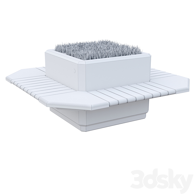 Square planter bench 227 3DS Max - thumbnail 2