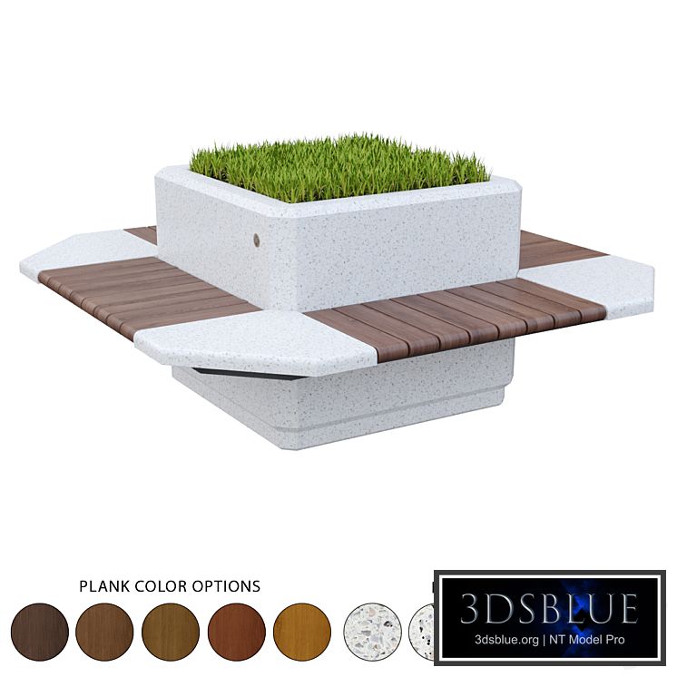 Square planter bench 227 3DS Max - thumbnail 3